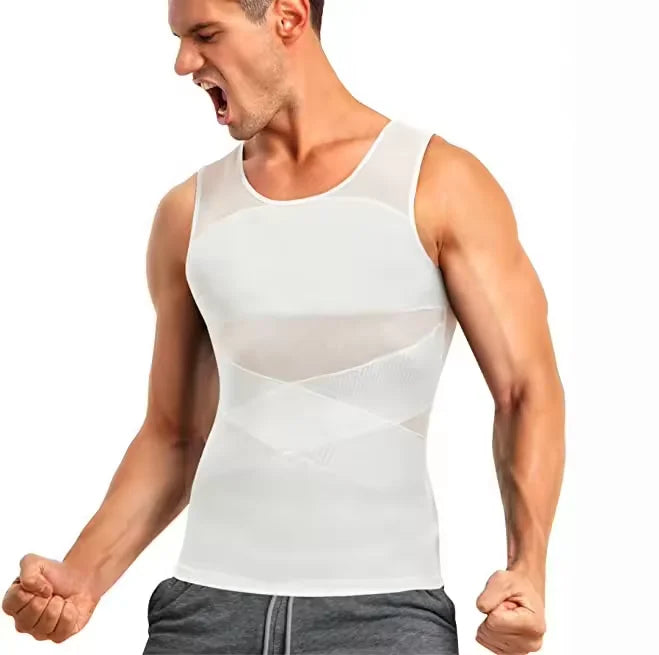 Men's Pectoral Compression Underwear Sports Slimming Bottom Shirt Breathable Corrective Tank Top