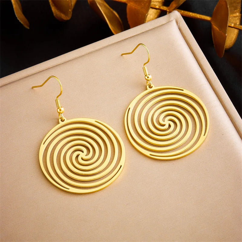Simple Style Stainless Steel Gold Plated Butterfly Flowers Trendy Irregular Pendant Earrings for Gift