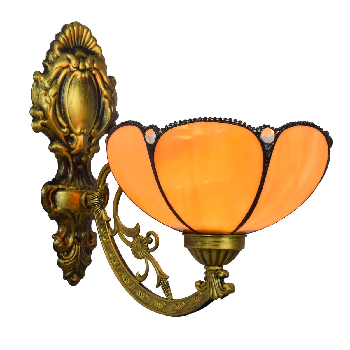 Tiffany Vintage for Bedroom Wall Lights Metal Finish Lighting Fixture With Glass Shade Baroque Corridor Wall Lamp Set