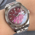 Tandorio 39mm Mother of Pearl Automatic Mechanical Mens Watch Sapphire NH35A Movement Chapter Ring Dial Fluted Bezel Bracelet