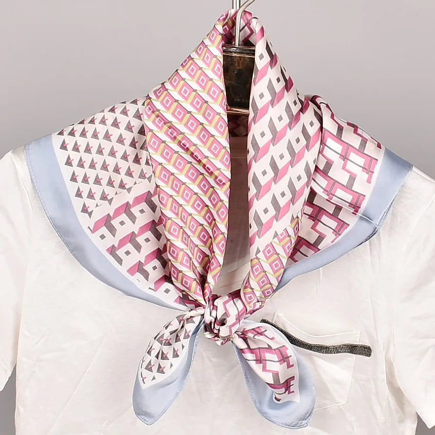 The New Spring and Summer 2026 Solid Geometry Model of High Quality Satin Silk 70 * 70 square Scarves Wholesale