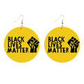 Wholesale 6cm Wood Hoop Black Lives Matter African Oil Painting Earring Jewelry China Manufacturer
