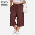 POVTY Custom Printed Casual Loose Plus Size Harem Pants with Low Waist Pockets Drawstring for Women