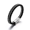 Fashion Jewelry Bracelets Bangles Hiphop Stainless Steel Magnetic Clasp Genuine Leather Bracelet for Men