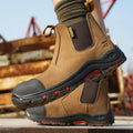 ZG L603 Men's Crazy Horse Leather Work Boots Heavy Duty Industry Safety Shoes for All Seasons-Winter Summer Autumn