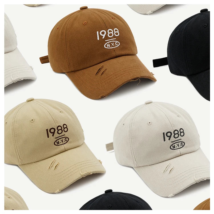 Adjustable Outdoor Dad Hat OEM Custom Embroidery Distressed Trucker Baseball Cap with Sun Visor Ripped Fabric Feature