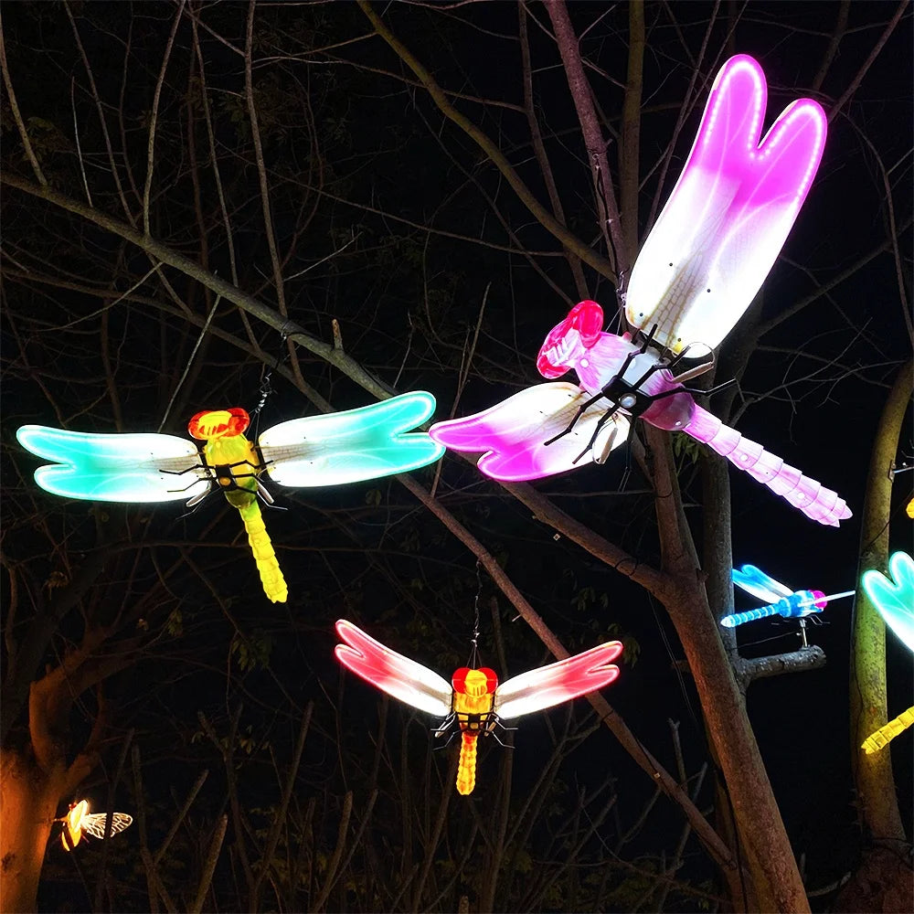 Charming Dynamic Dragonfly Illumination Christmas Garden Decorations Delight Guests Outdoor Yard Decoration Nature