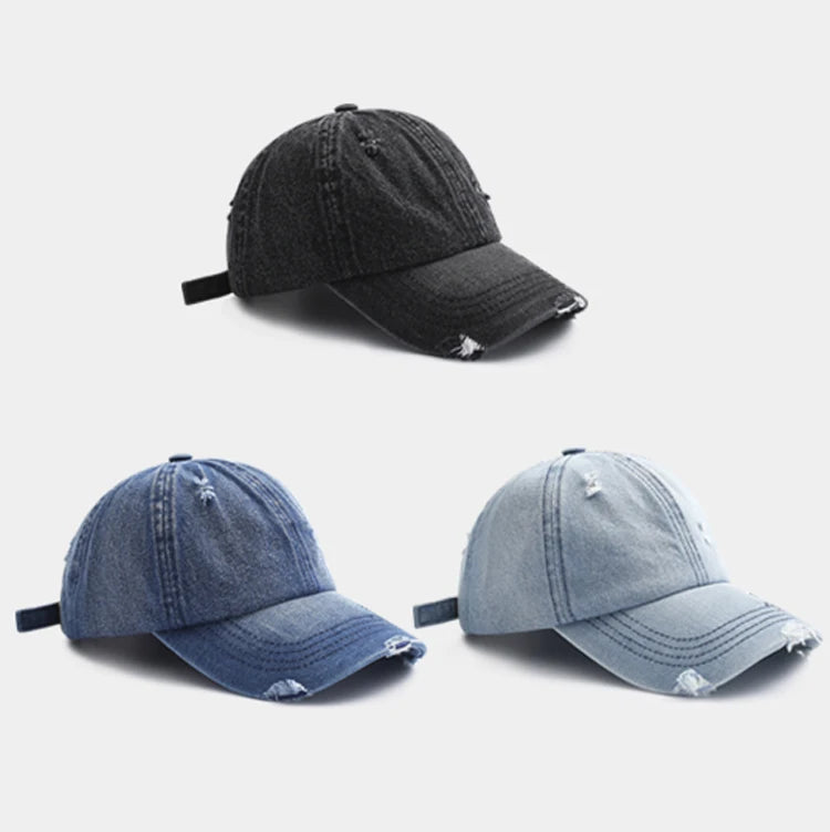 Vintage Washed Denim Distressed Dad Hats Custom Logo Unstructured Plain Baseball Caps Sports Caps Adjustable Blank Washed Dad