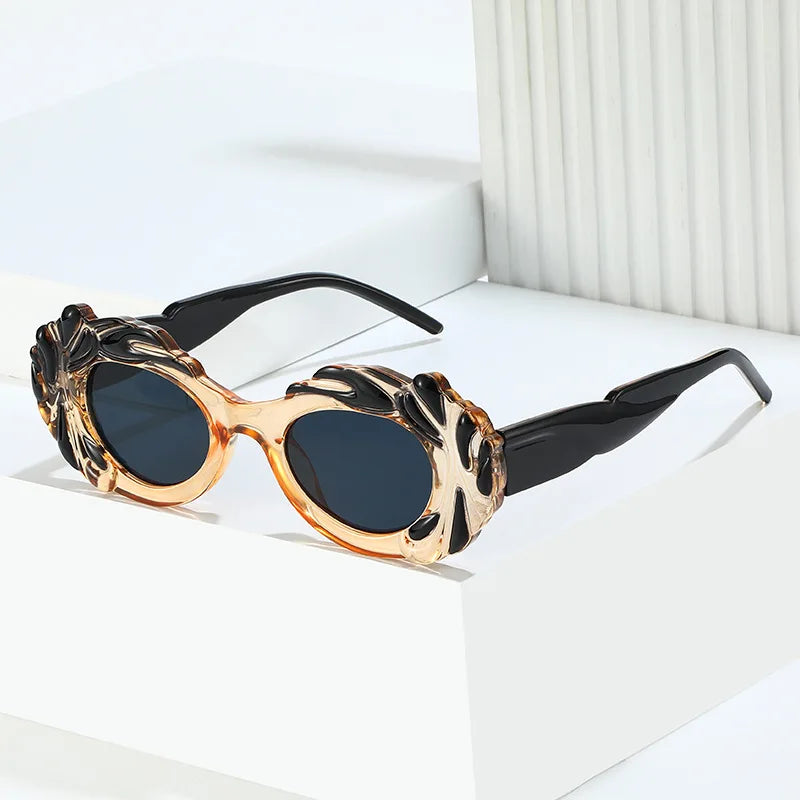 Small Oval Frame Trendy Luxury Brand Eyewear Shades De Sol Oculos Vintage Candy Color 2024 New Sunglasses