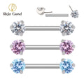 Implant Grade ASTM F136 Titanium Threadless Implant Prong Setting Zircon Nipple Piercings