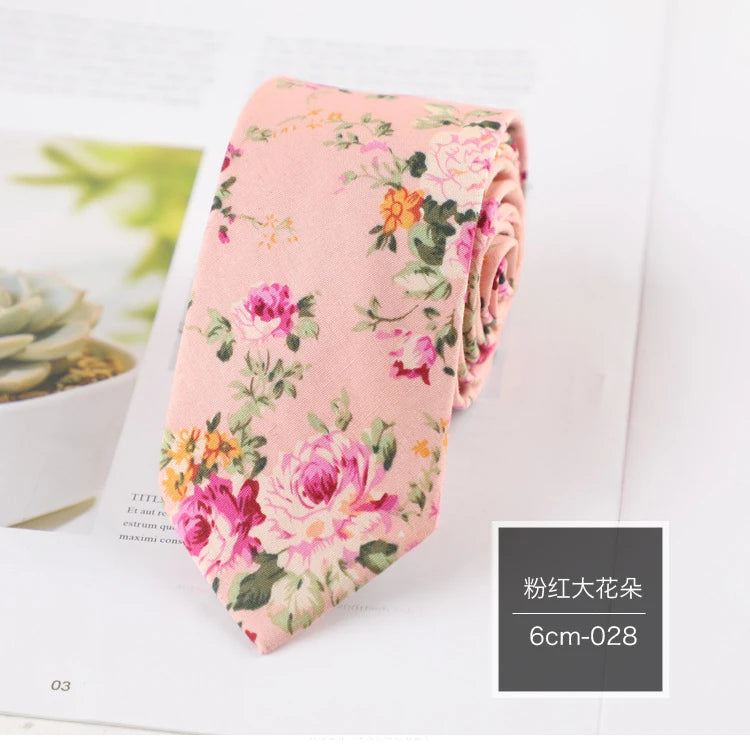Brand New Men's Floral Neck Ties for Man Casual Cotton Slim Tie Gravata Skinny Wedding Navy Slim Party Casual Flower Neckties