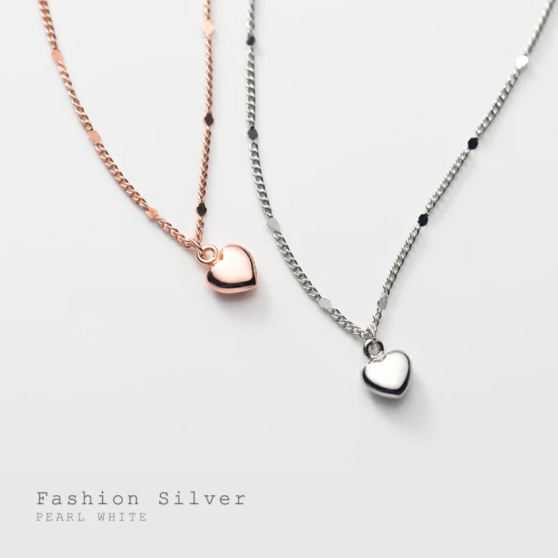 New Summer 925 Sterling Silver Jewelry Lovely Heart Shape Pendant Necklaces Women Gifts