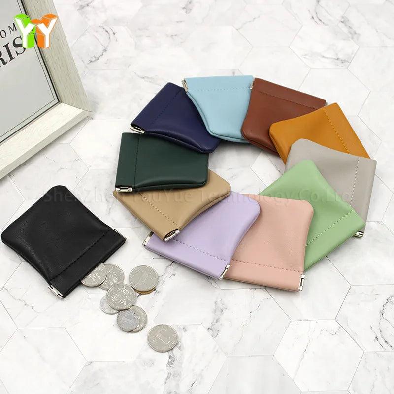 Squeeze Coin Purse PU Leather Change Purse Girl Modern Coin Case Purses Earphone Squeeze Pouch