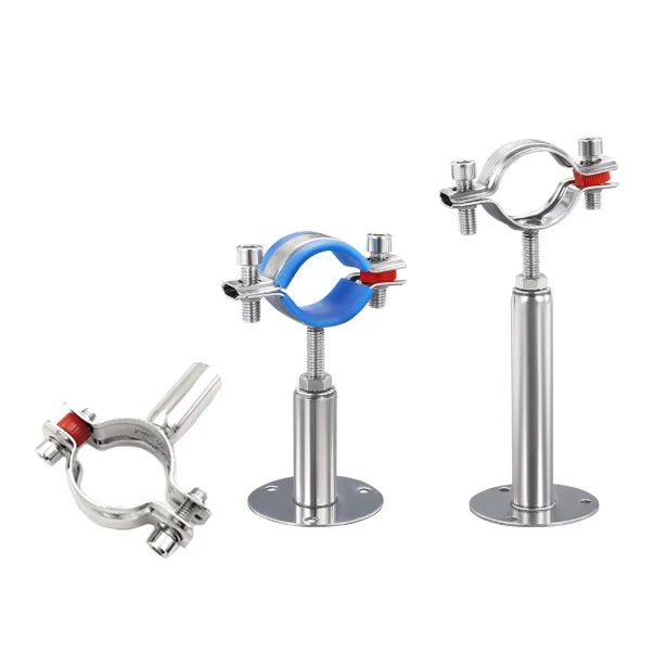 Stainless Steel Adjustable Pipe Mounting Bracket Tube Clamp Hanger Support with Polished Surface Inch Measurement