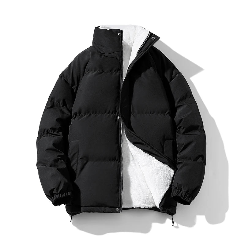 Wholesale Custom Logo Winter Cotton Padded Jacket Mens Solid Bomber Jacket Quilted Work Jacket With Fleece for Men Waterproof