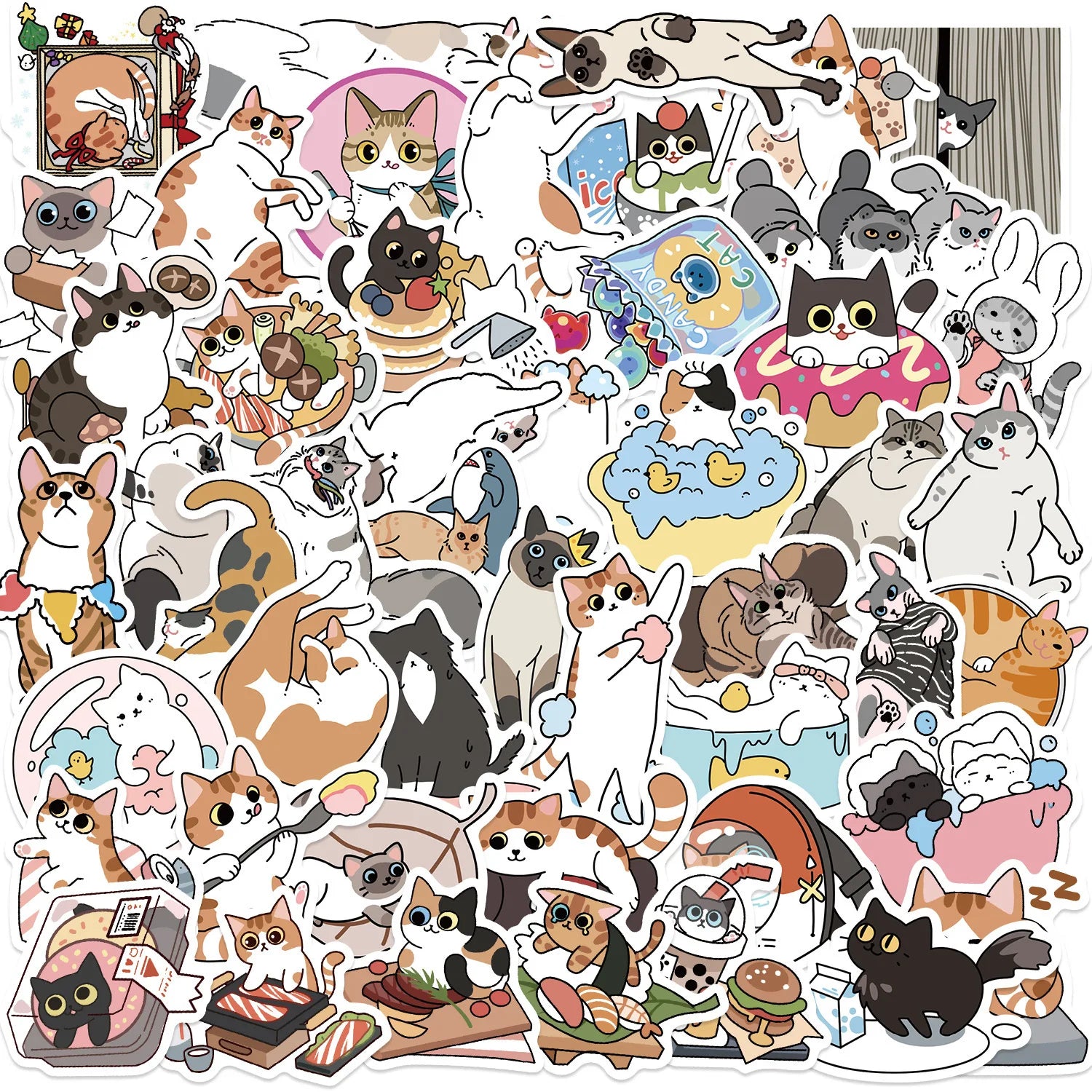 50pcs Cute and Cure Graffiti PVC Waterproof Stickers for Draw bar Box Refrigeratorwater Bottle Phone Case Laptop and Books