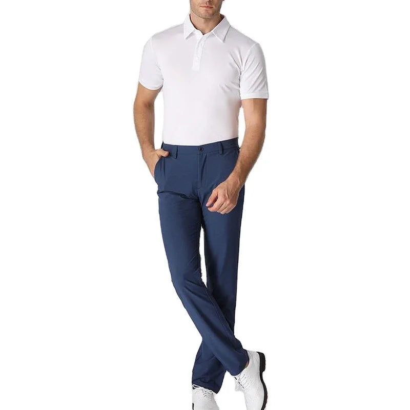Wholesale Customized Men's Summer Slim Pants Breathable Stretch Long Pants Mid Waist Lightweight Casual Style Straight Pattern