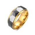 Luxury Jewelry Anillos De Oro Para Hombre Gold Silver Vintage Faceted Tungsten Carbide Wedding Rings for Men