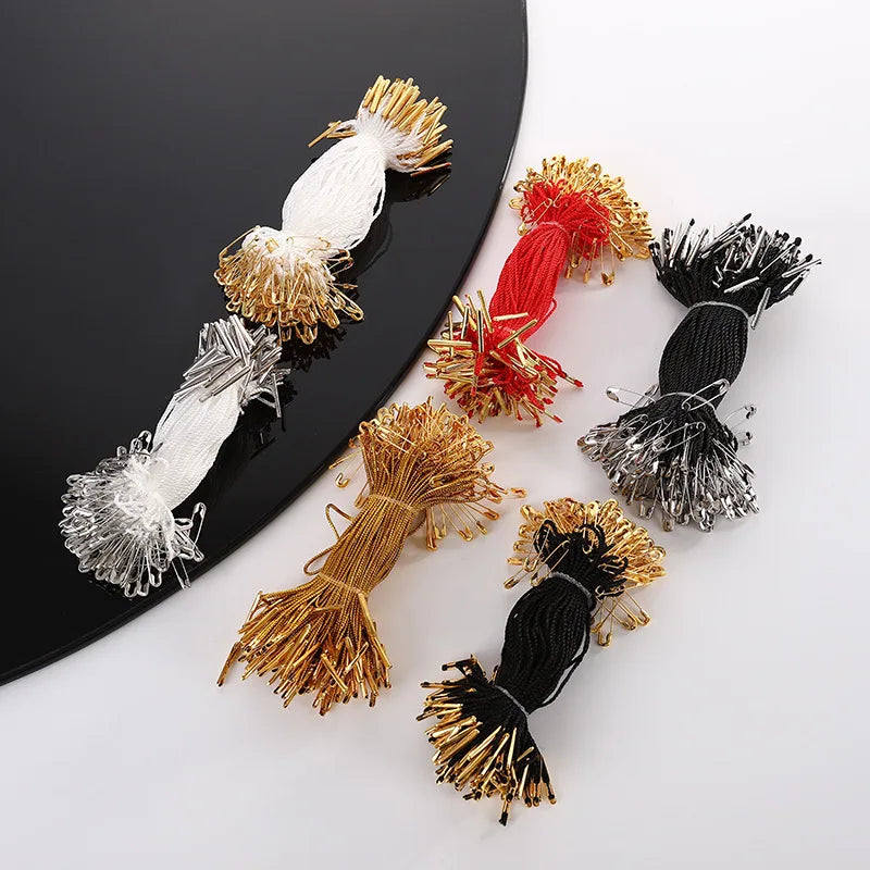 Hang Tag String 1000 Pcs Brass Safety Pin Hang Tag Polyester Strings Safety Pin 10.5cm Good for Garment