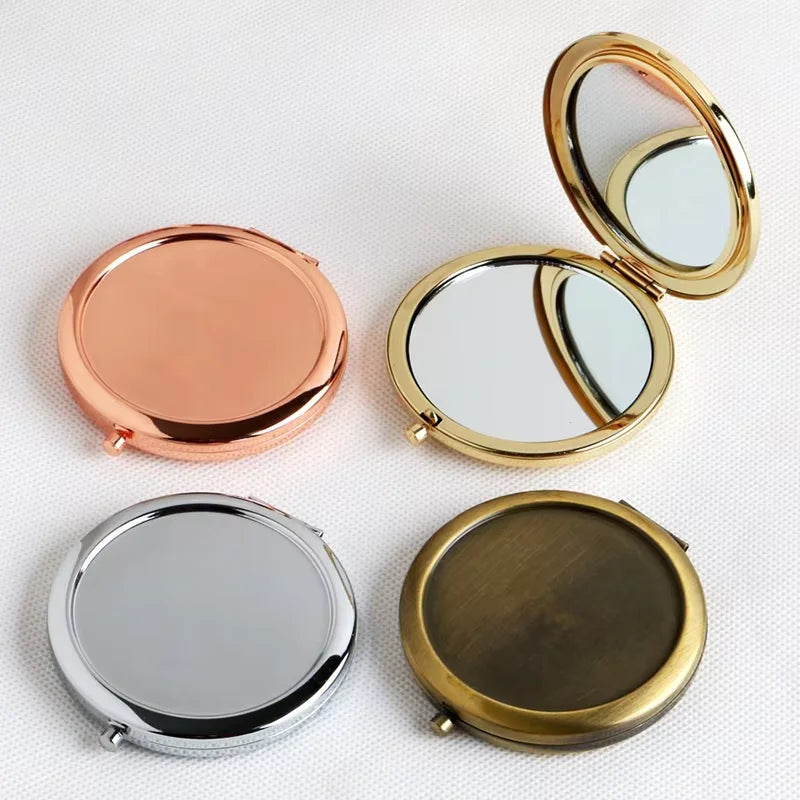 Zonyin Promotion New Style Compact Metal Cosmetic Mirror Customized Logo Double Sided Small Pocket Mirror for Wedding Souvenirs