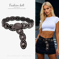 Punk Large Circular Pattern Alloy Buckle Belt for Women Retro Oval Splicing Belts Factory Direct Sales Belt for Ladies