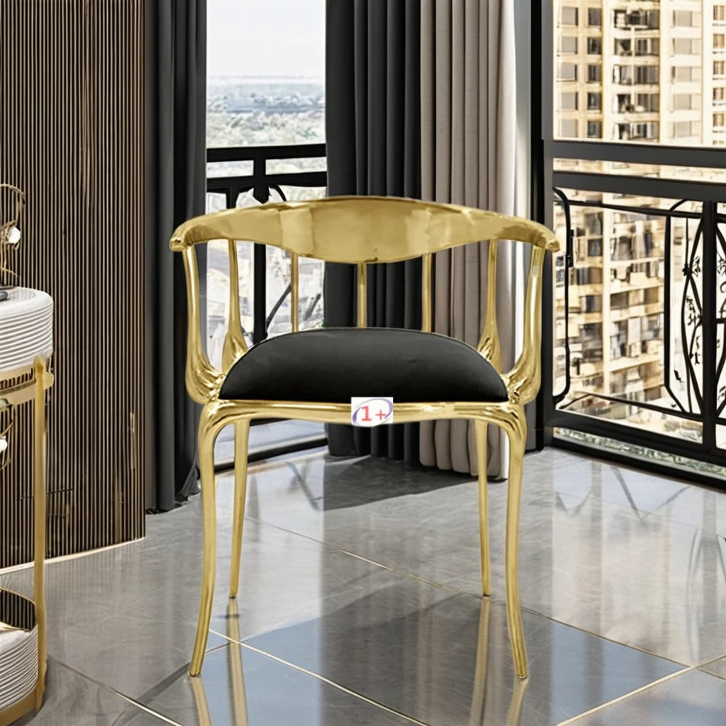 Luxury Italian Brass Makeup Chair with Book Desk Nordic Bedroom Copper Dining Chair for Living Room Bar Hotel Villa