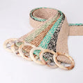 JULUN Designer Women Woven Fabric Belt Multicolor Straw Braided Strap Marble O Ring Buckle Summer Bohemian Waist Belt
