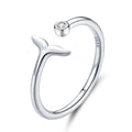 Factory Wholesale 925 Sterling Silver Fish Tail Mermaid Open Finger Rings for Women Adjustable Band Free Size Bijoux SCR618-A