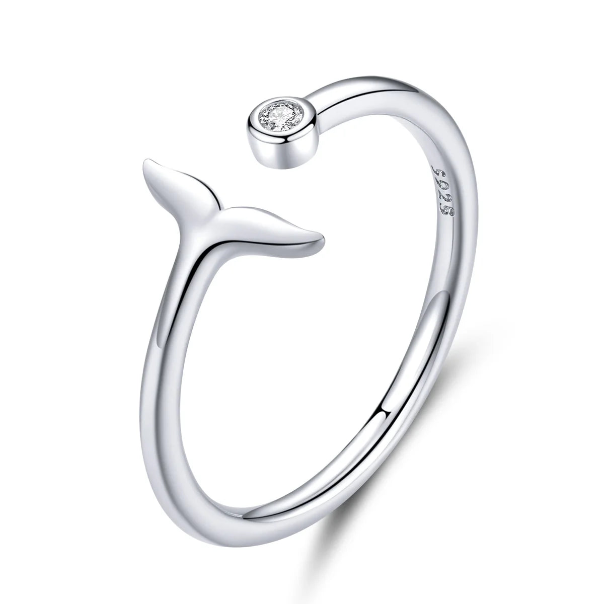 Factory Wholesale 925 Sterling Silver Fish Tail Mermaid Open Finger Rings for Women Adjustable Band Free Size Bijoux SCR618-A