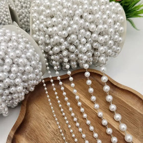 4mm 6mm Pearl Gold Chain Pearl Necklace Semi-Finished DIY Hairpin Earrings Chain Jewelry Pendant