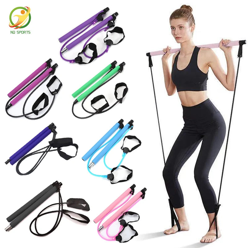 NQ SPORTS Pilates Stick Resistance Bands Bodybuilding Gym Rubber Tube Elastic Bands Fitness Equipment Training Exercise Bar
