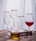 Gift Lead Free Crystal Wedding Tableware Custom Handmade Champagne Goblet Vertical Strip Gold Rim Champagne Glass