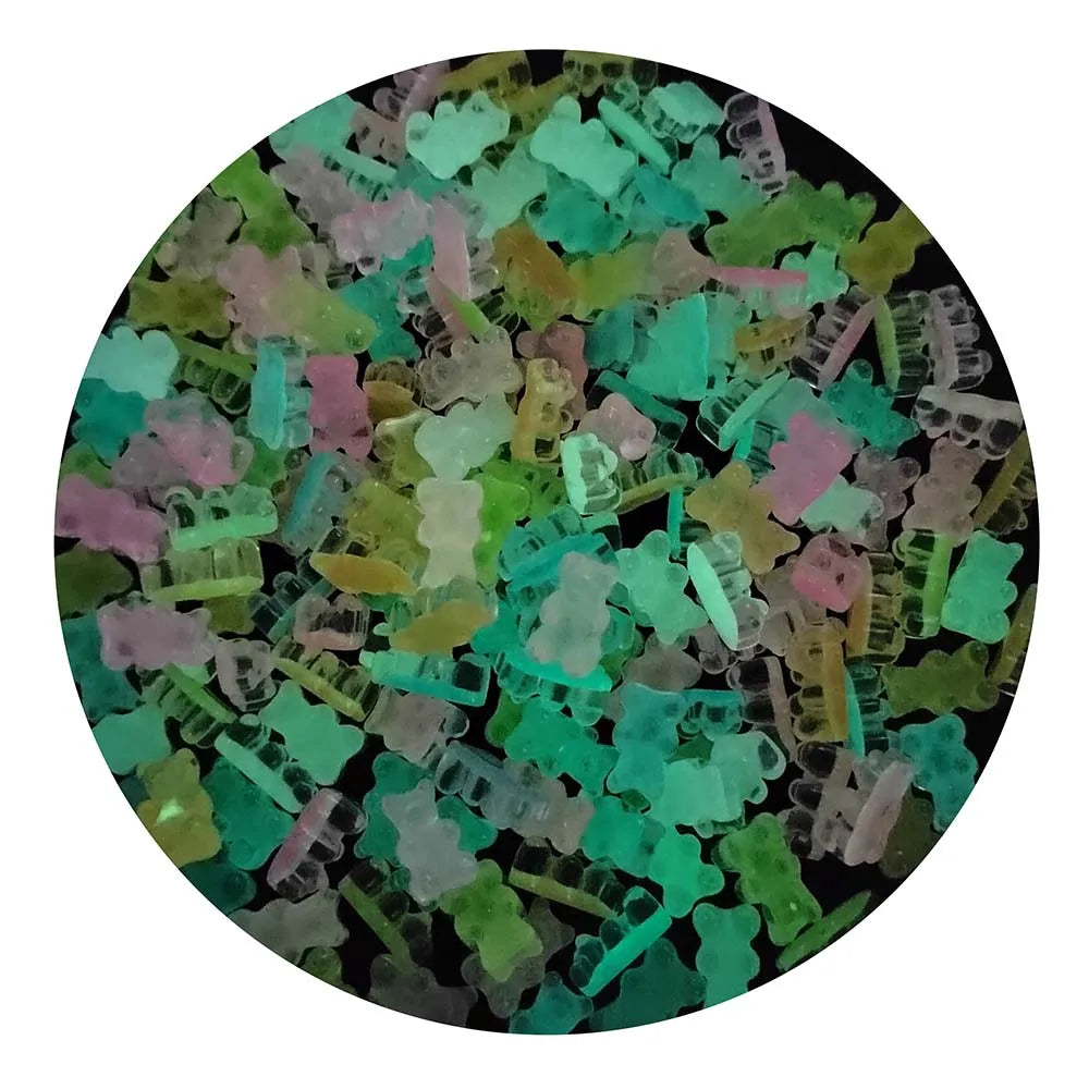 Glow in Dark Gummy Bear Resin Charm for Jewelry Making Kawaii Animal Cabochon Flat Back Earring Pendants Accessory