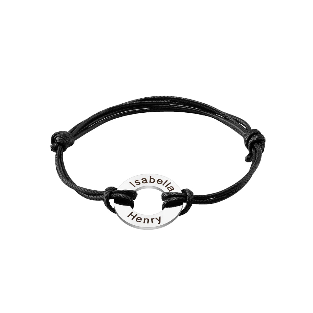 Engravable Blank Round Disc Pendant Leather Bracelet Half Finished Adjustable Bracelet for Men Women