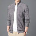 Wholesale Slim Knitwear Sweater  With Zipper Solid Knit Sweater Warm Cardigan for Men