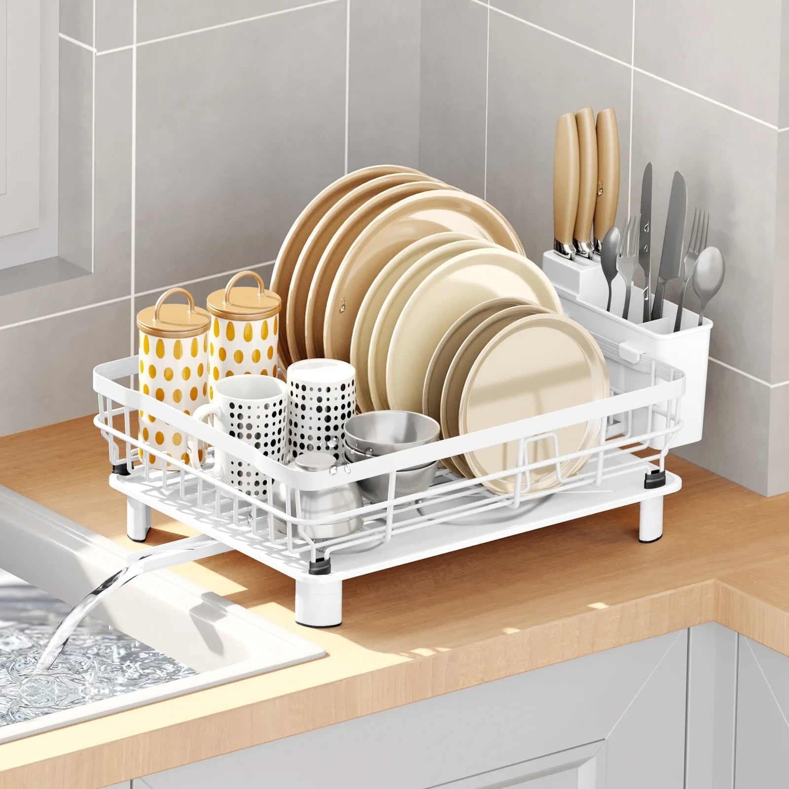 Wholesale Multi-Functional Steel PP Dish Rack  Ountertop Cabinet Dishware Storage Drain Rack Cross-Border for Home Kitchen Use