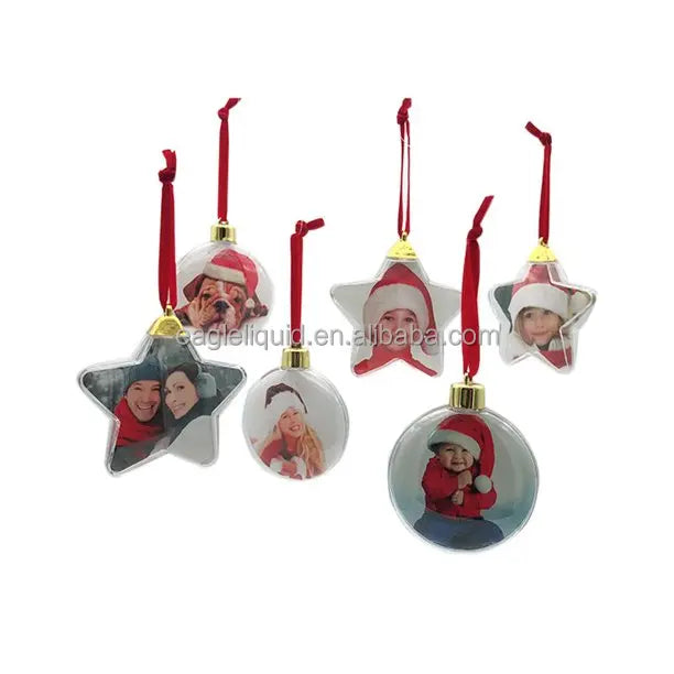 Christmas Tree Ornament Ball Picture Photo Frame Plastic Xmas Baubles