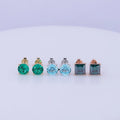 Starsgem Customized 7.0mm 6.5mm Lab Emerald Paraiba Sapphire Green Moissanite 10k 14k 18k Gold Push Back Earrings