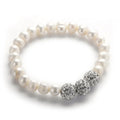 Women Luxury Stretch Crystal Roundle Rhinestone Pave Ball Elastic Bracelet 10mm Natural Irregular Freshwater Pearl Bracelet