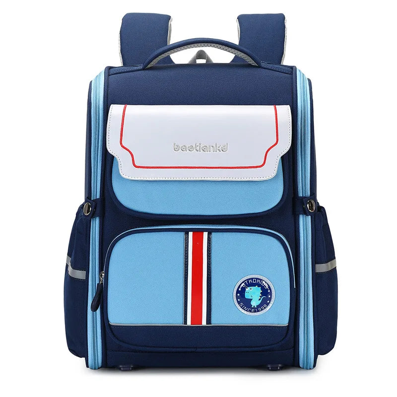 Lightweight Waterproof School Backpack for Boys Spine Pack with Animal Prints Logo Nylon Material for 1st to 6th Grade
