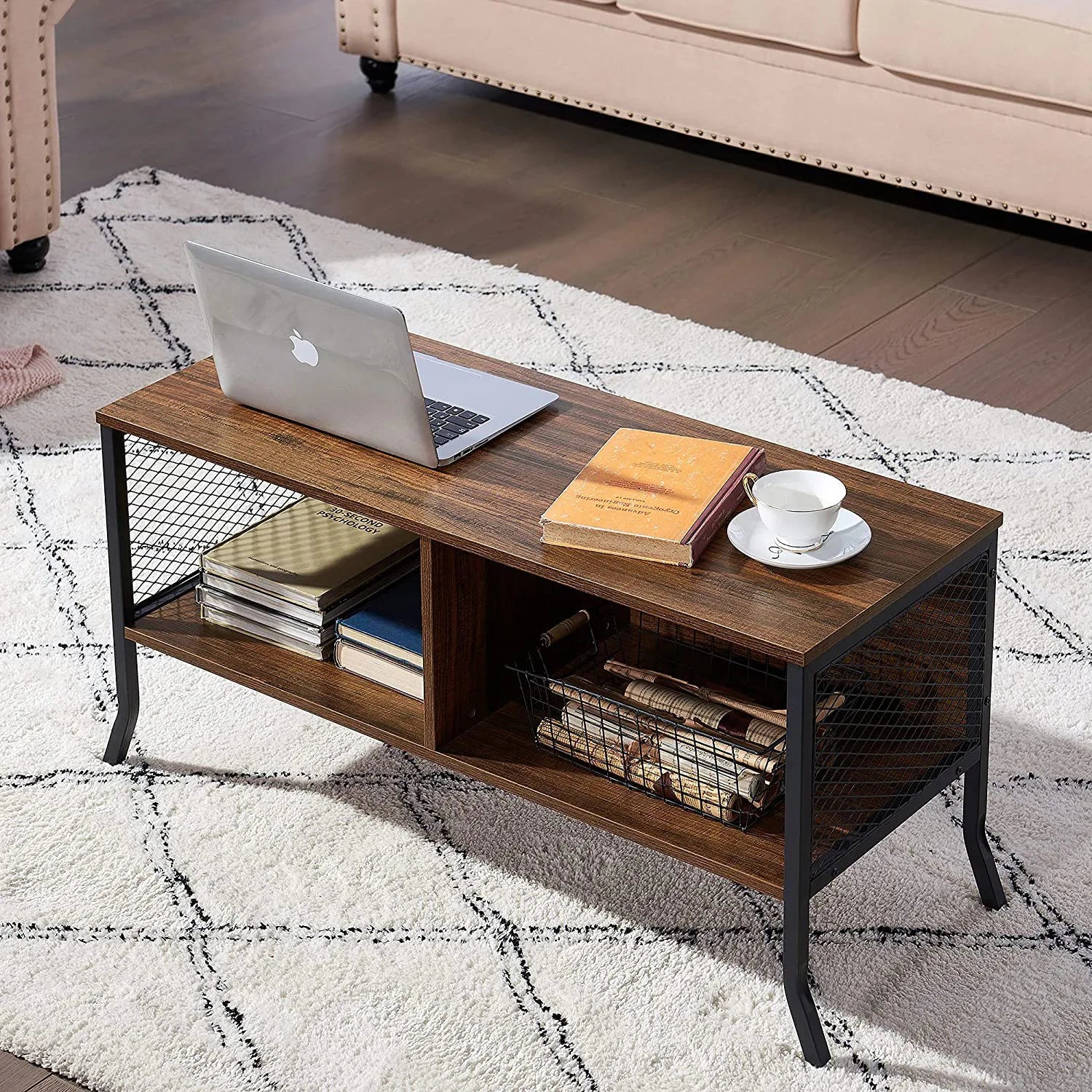 Wooden Minimalist TV Stand Nordic Simple Light Luxury Living Room Tea Table American Retro square Table Coffee Table