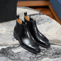 Handmade Genuine Cow Leather High-top Slip-on Retro Vintage Midi Ankle Boots for Men