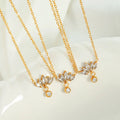 Fashion Exquisite Style Necklace Stainless Steel Crystal Stone Pendant Necklace 18K Tarnish Free 18K Gold Plated Jewelry