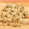 Tarnish Free Stainless Steel Jewelry Ocean Series 18K Gold Metal Charms Sea Horse Conch Shell Starfish Bracelet Necklace Pendant