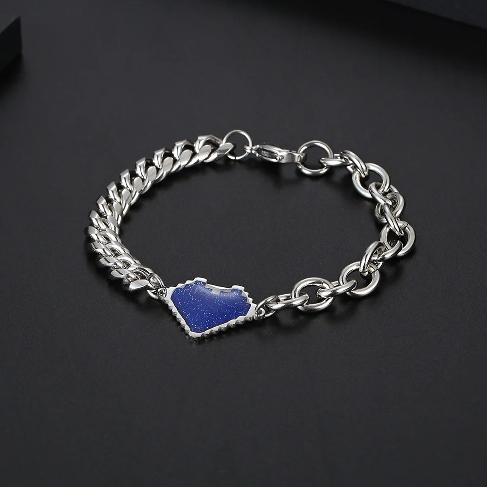 New Style Double Cuban Link Chain Splice Bracelet Mens Jewelry Gift Trendy Stainless Steel Couple Bracelet & Bangle