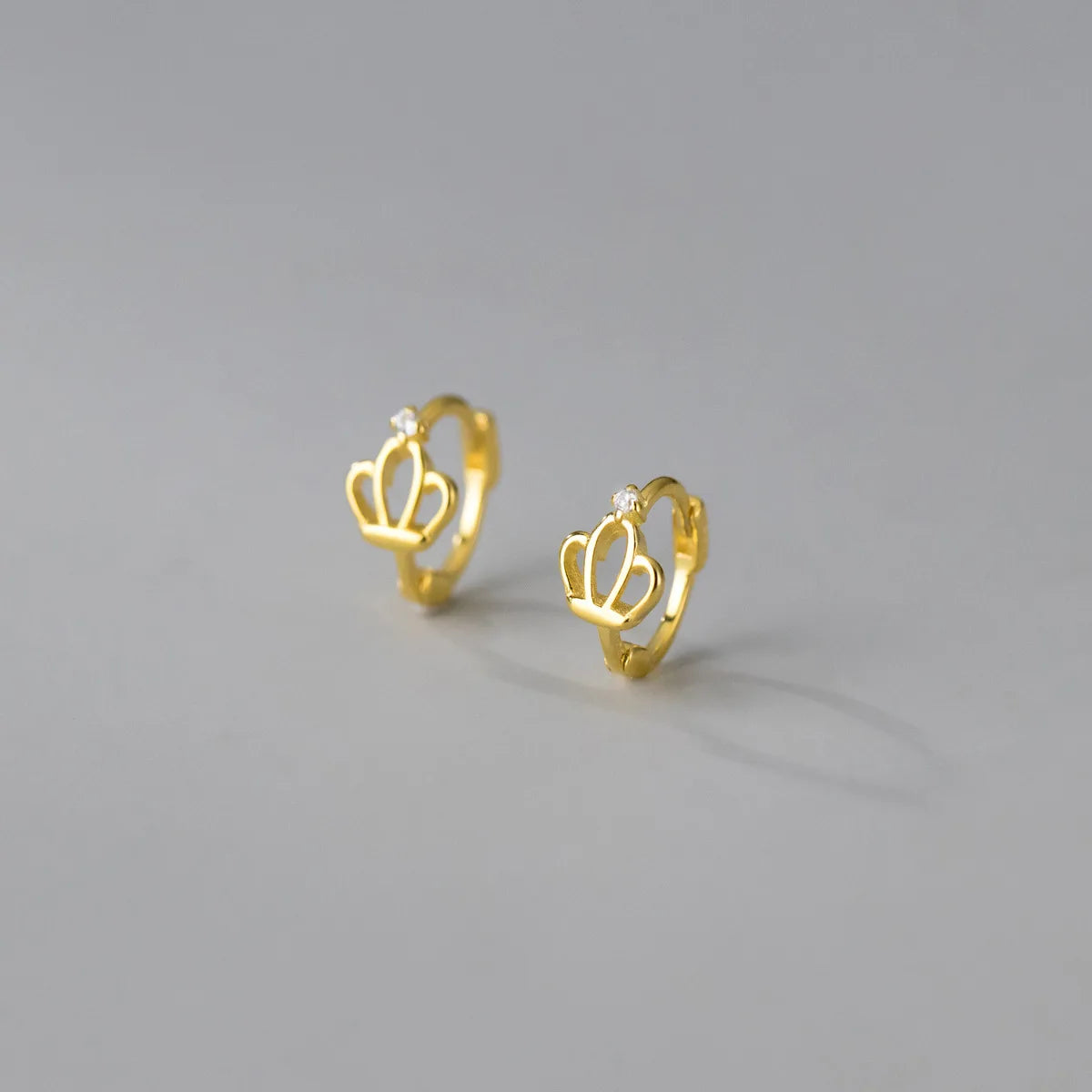 925 Sterling Silver Fashion Jewelry Earrings Hollow Crown Zircon Gold Plated Hoop Earrings Ear Buckle Women Girls