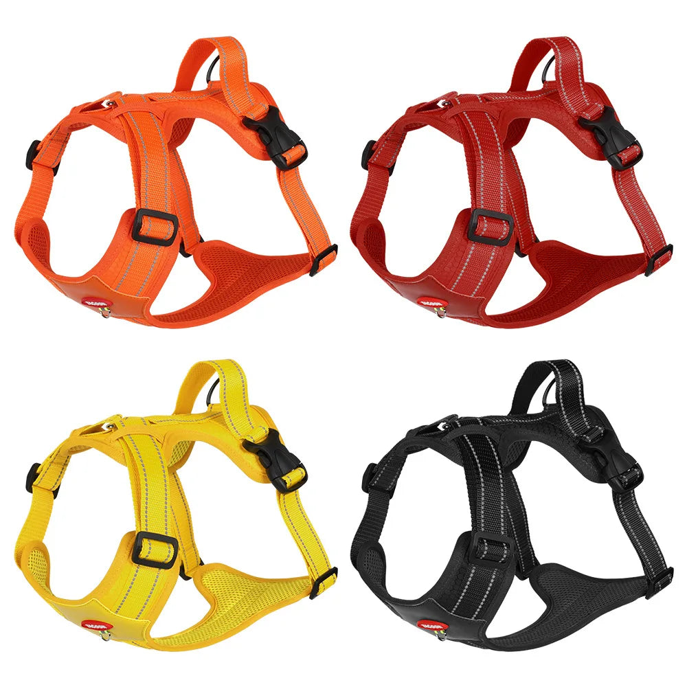 No-Pull Reflective Dog Harness for Large Dogs - Football Jacquard Oxford Fabric with Ladder Lock Wear-Resistant Pet Walking Gear