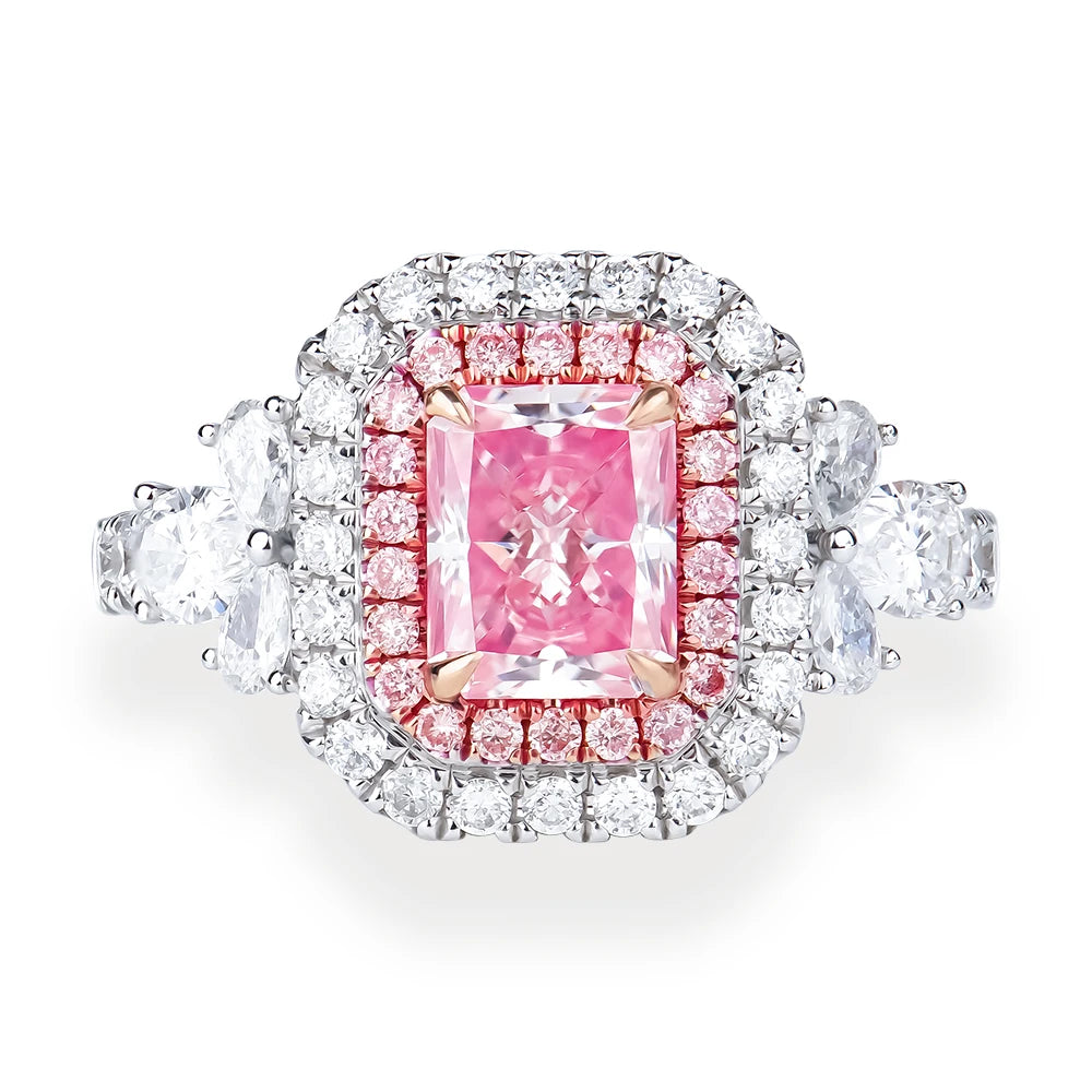 Xingyue Custom Design Women Men Engagement Wedding Brand Jewelry 14k 18k Gold Lab Grown Diamond Ring Pink Lab Diamond Gemstone