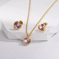 Trendy Fashion Crystal & Rhinestone Heart Necklace 18K Gold Plated Strand Earring Jewelry Set for Women-Anniversary Occasion
