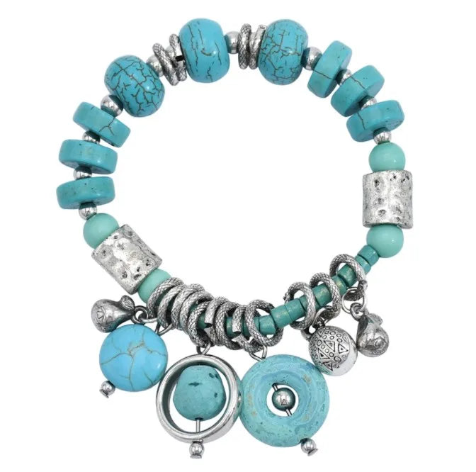 Bohemia Vintage Turquoise Green Stone Bracelet Bangle Indian Jewelry